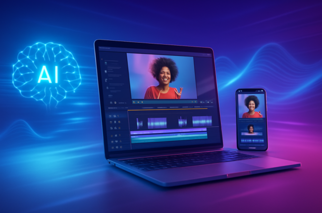 AI workspace showing video editing for reels and shorts