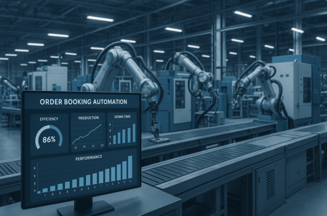 Automated order booking dashboard enhancing production efficiency in a modern factory