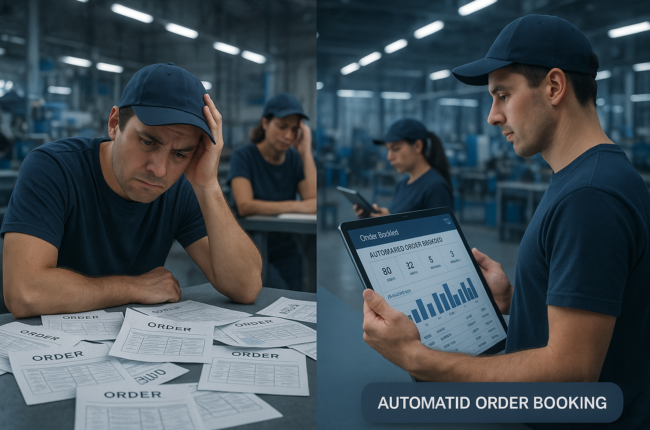 Comparison of manual order booking versus automated software in manufacturing