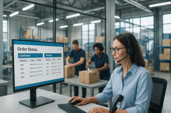 Team using booking software to manage manufacturing workflow
