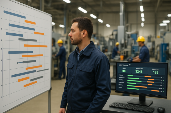 Production planner tracking lead time reduction on dashboard