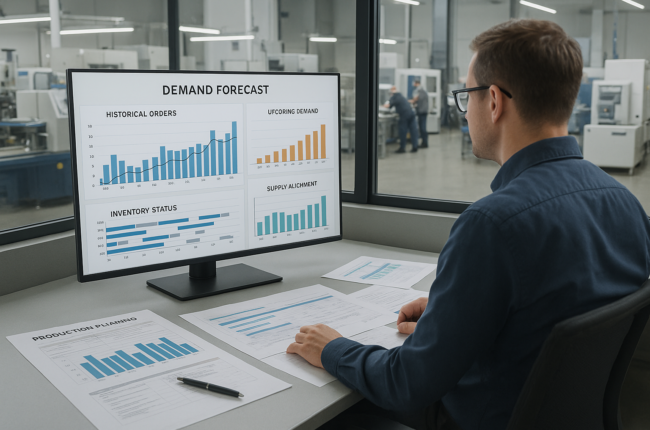 Production planner forecasting demand using booking dashboard